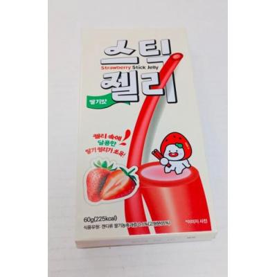 韩国 草莓味条状果冻 60克