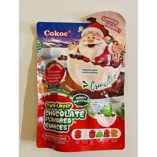 Cokoc 圣诞系列 三层巧克力夹心软糖 混合水果口味 60克